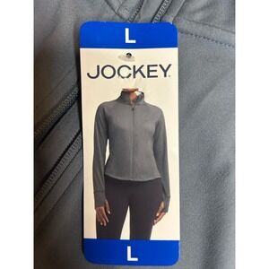 Jockey Women's Tulip Hem Yoga Jacket‎ Zippered Pockets Thumbhole Cuff, Gray, S L